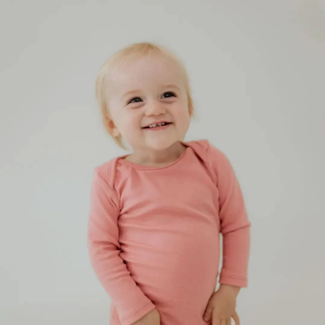 Baby Long-Sleeve Bamboo Bodysuit | Terracotta