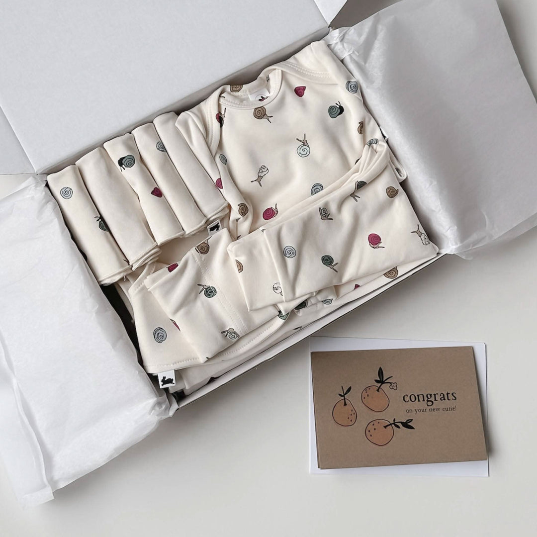 Bamboo Baby Capsule Gift Box | Ditsy Snails &amp; Cream