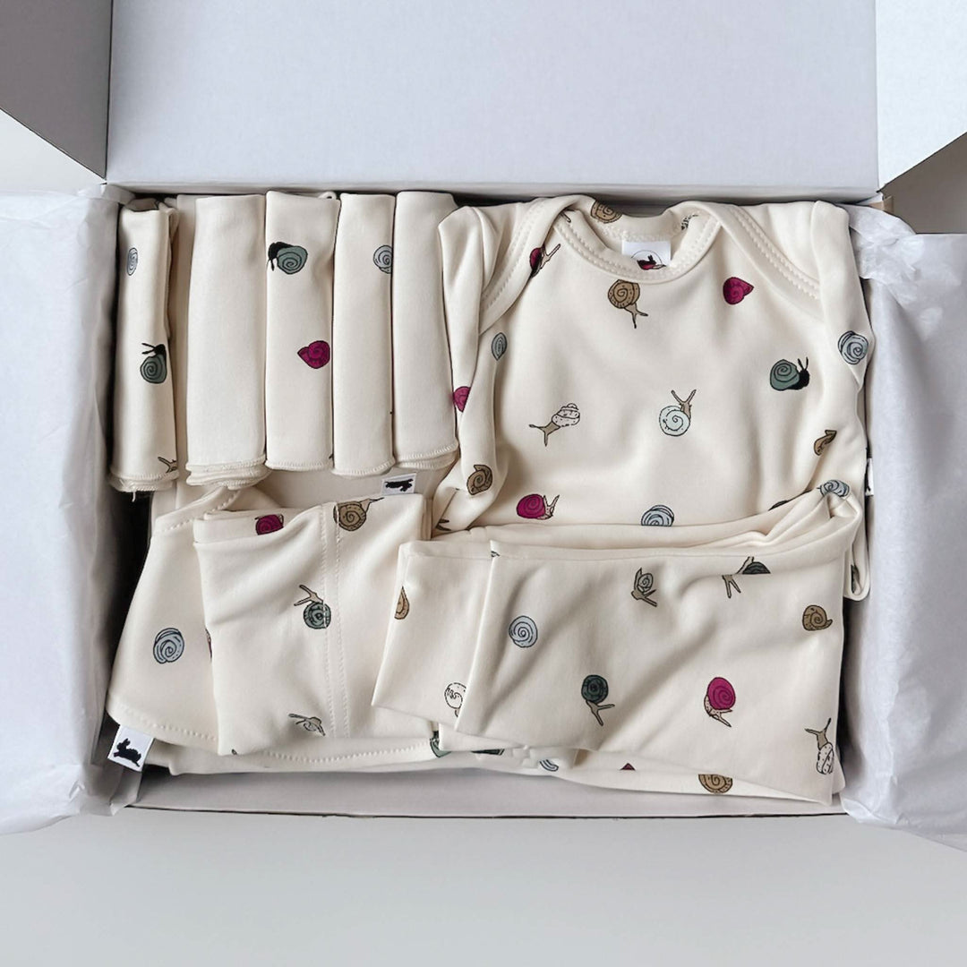 Bamboo Baby Capsule Gift Box | Ditsy Snails &amp; Cream