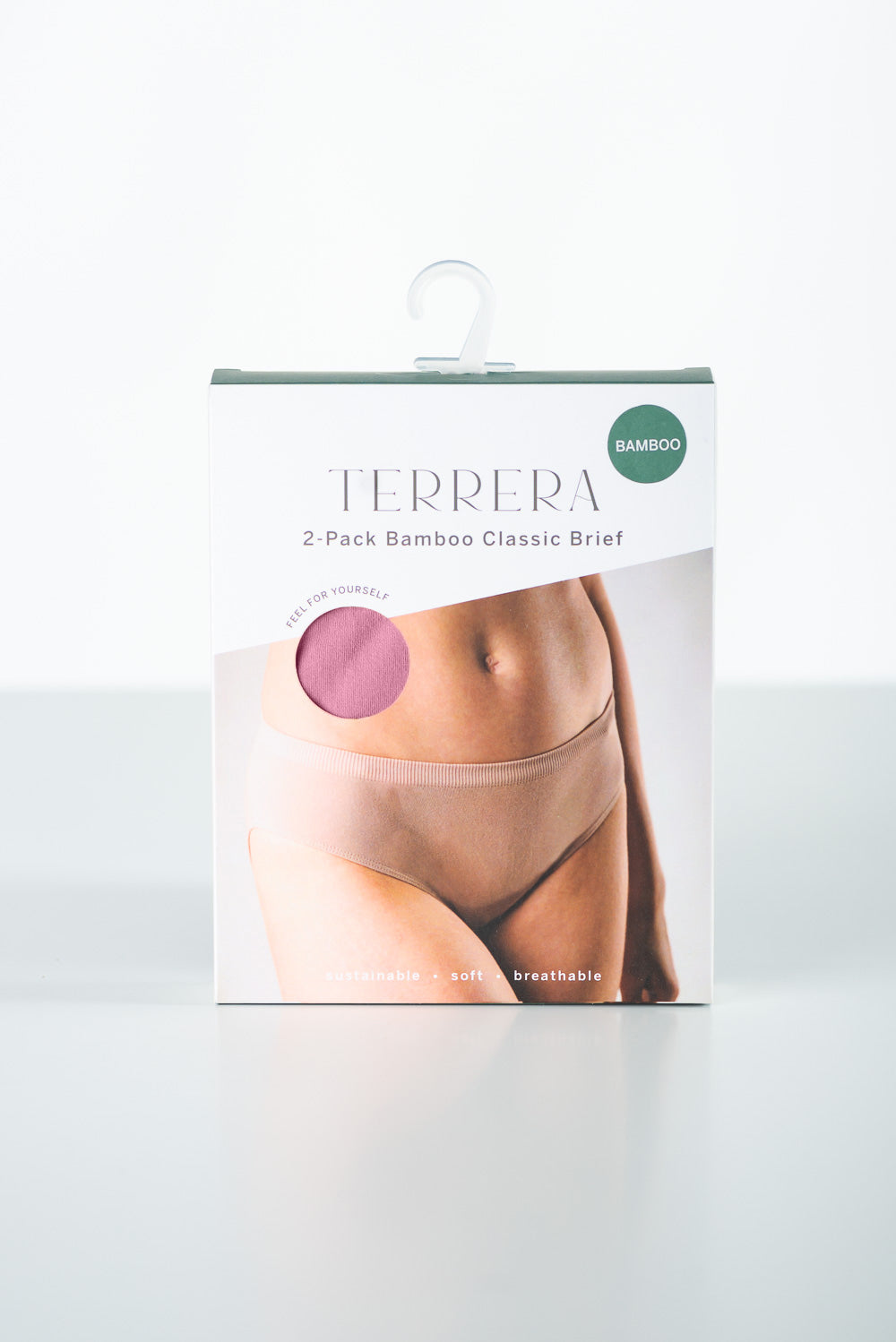 Terrera 2-pack bamboo classic brief packaging on a white background