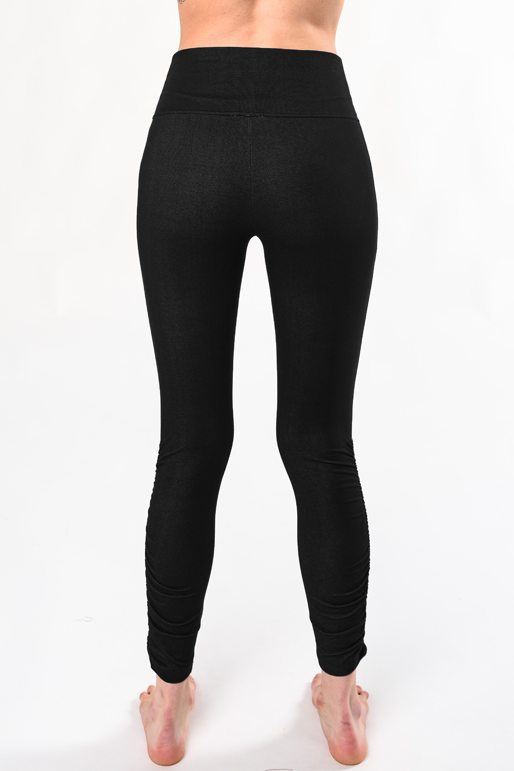 Kara Ruched Organic Cotton Jegging - Black Denim