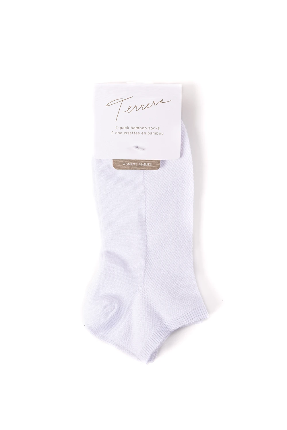 Ladies' 2-Pack Ankle Length Bamboo Socks - White