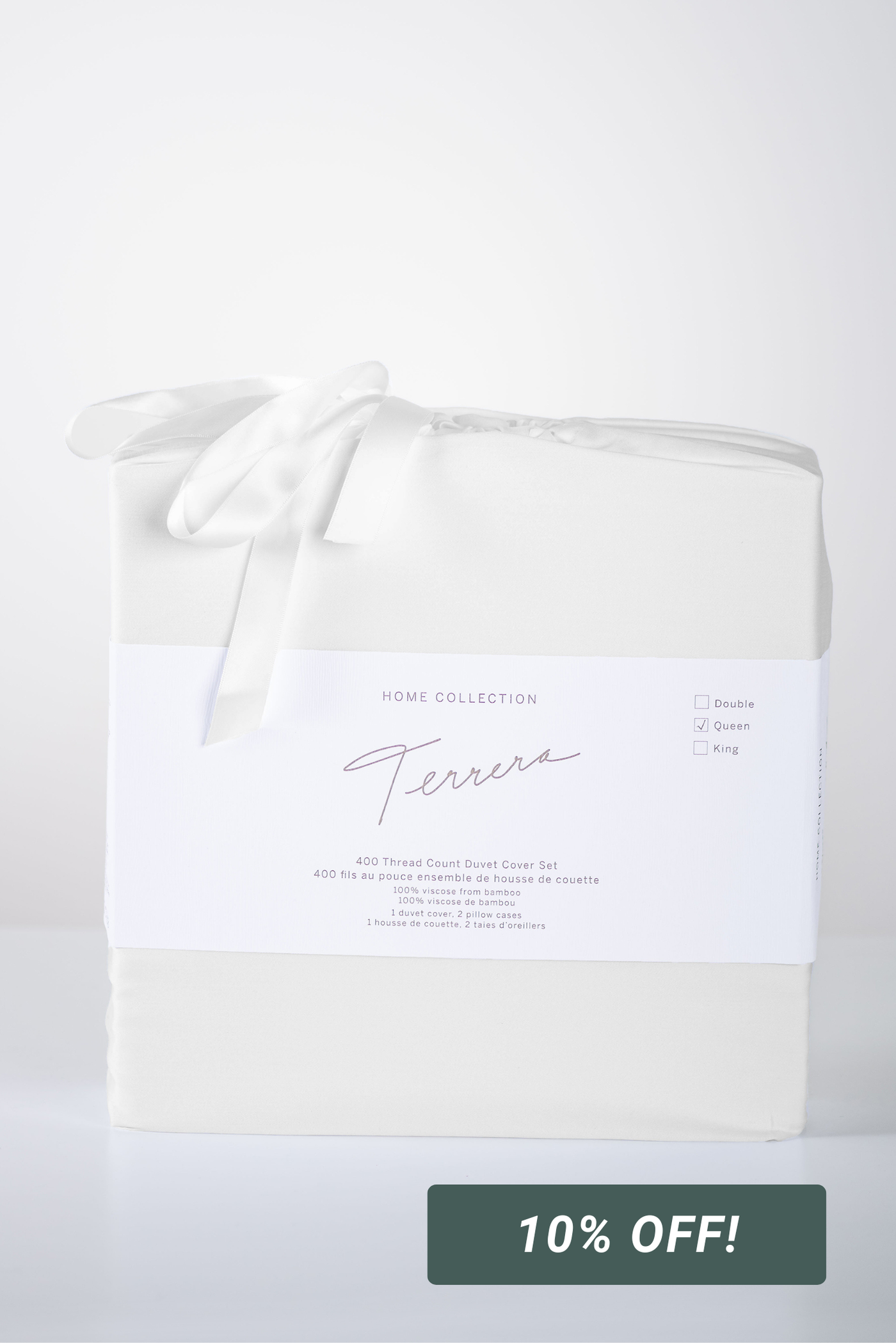 3-Piece Solid Bamboo Duvet Cover Set - Pearl