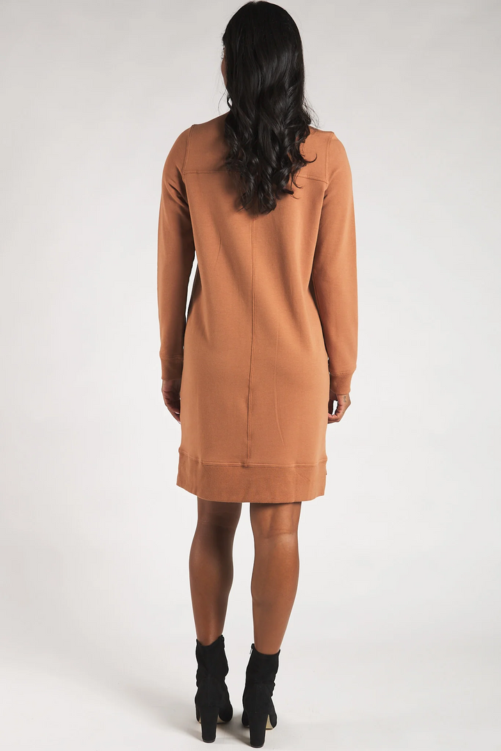 Sabelle Half-Zip Bamboo Fleece Dress - Warm Brown