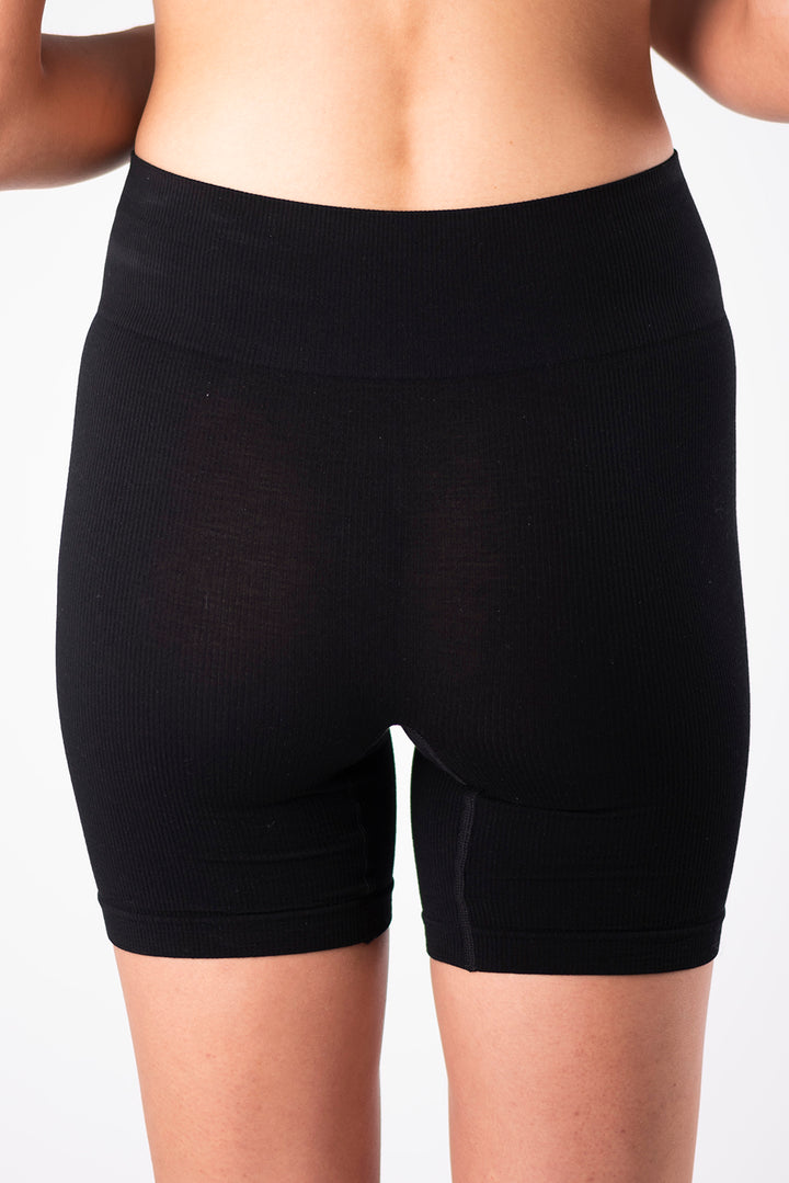 Ribbed Contour Bamboo Shorts - Black - Terrera