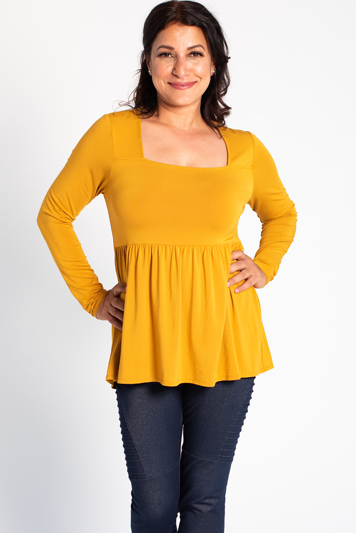 Kara Square Neck Bamboo Top - Harvest Gold - Terrera