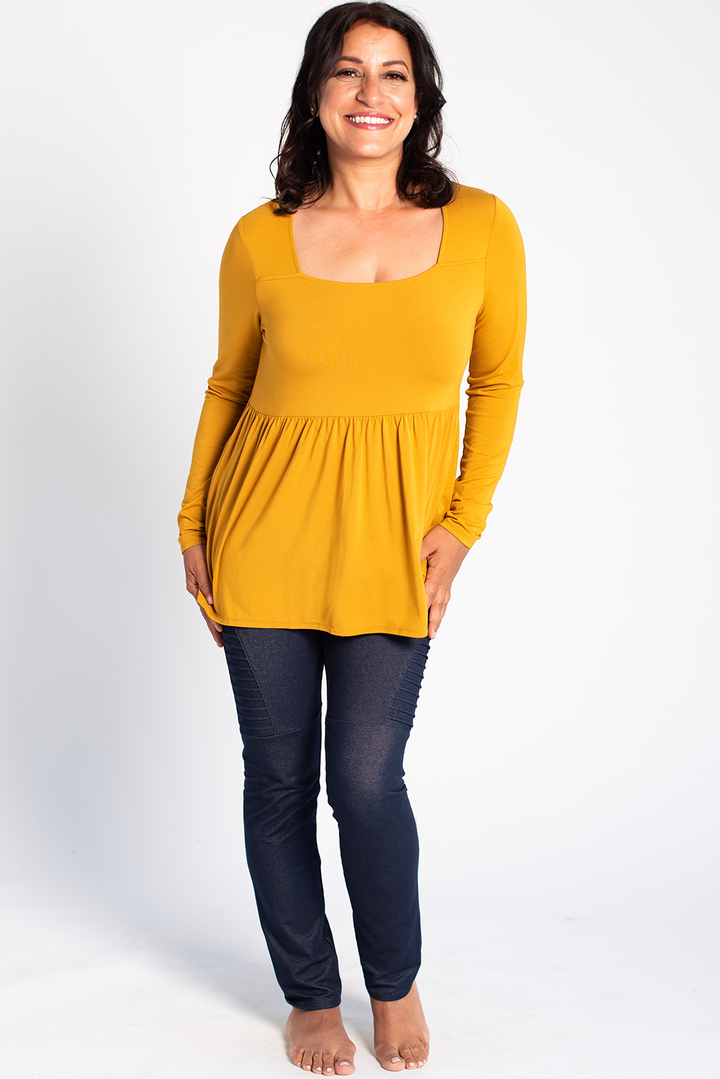 Kara Square Neck Bamboo Top - Harvest Gold - Terrera