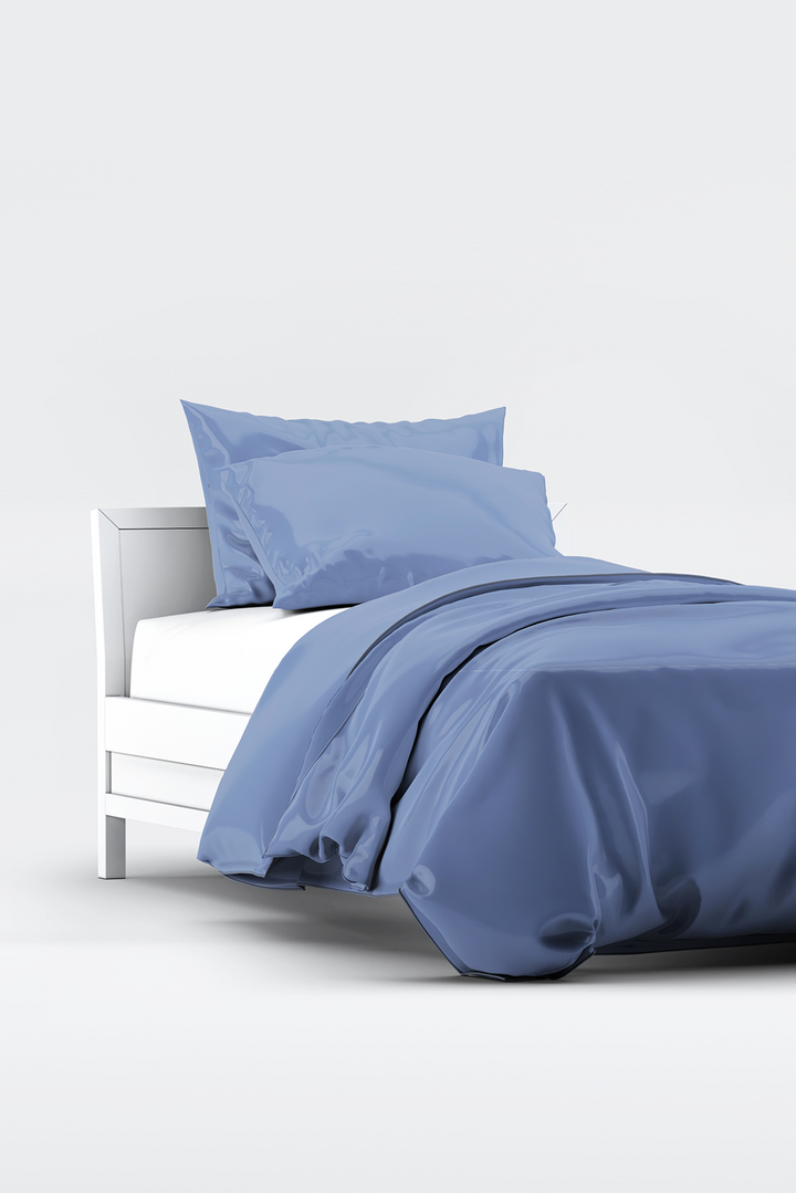 3-Piece Solid Bamboo Duvet Cover Set - Mineral Blue - Terrera