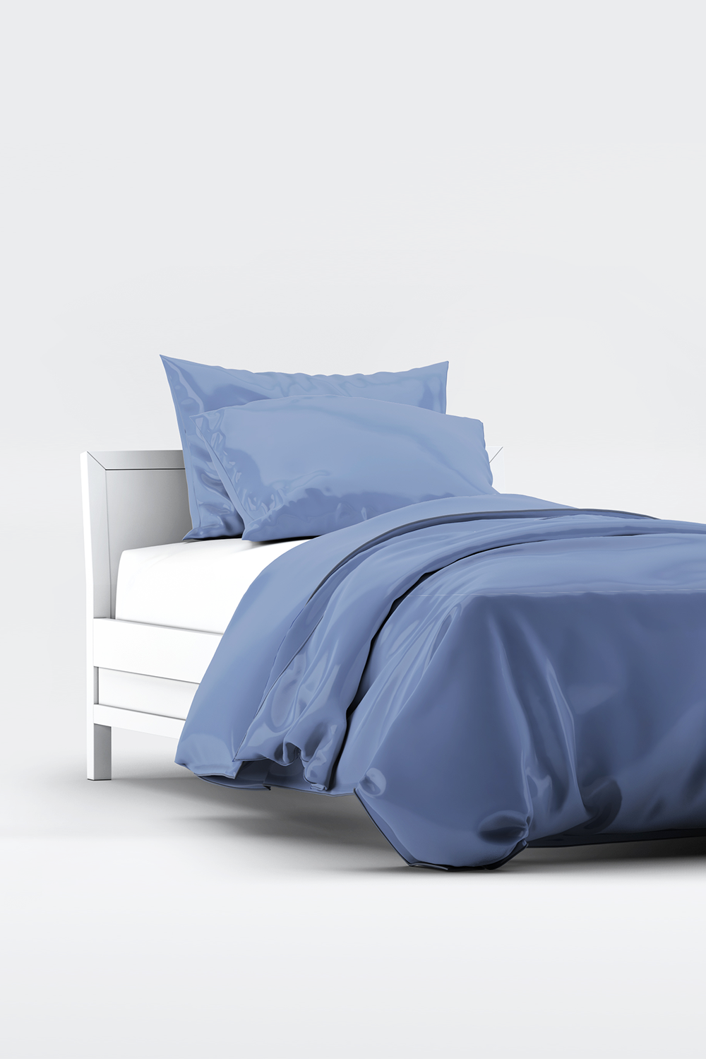 Terrera 3-Piece Solid Bamboo Duvet Cover Set - Mineral Blue