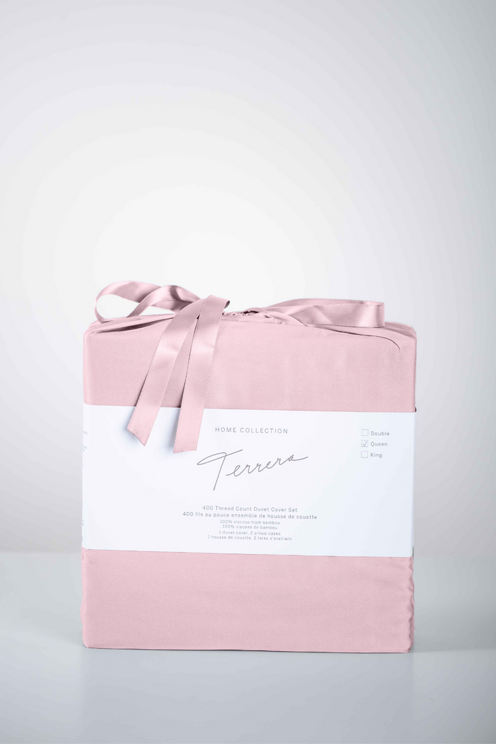 3-Piece Solid Bamboo Duvet Cover Set - Pale Rose - Terrera