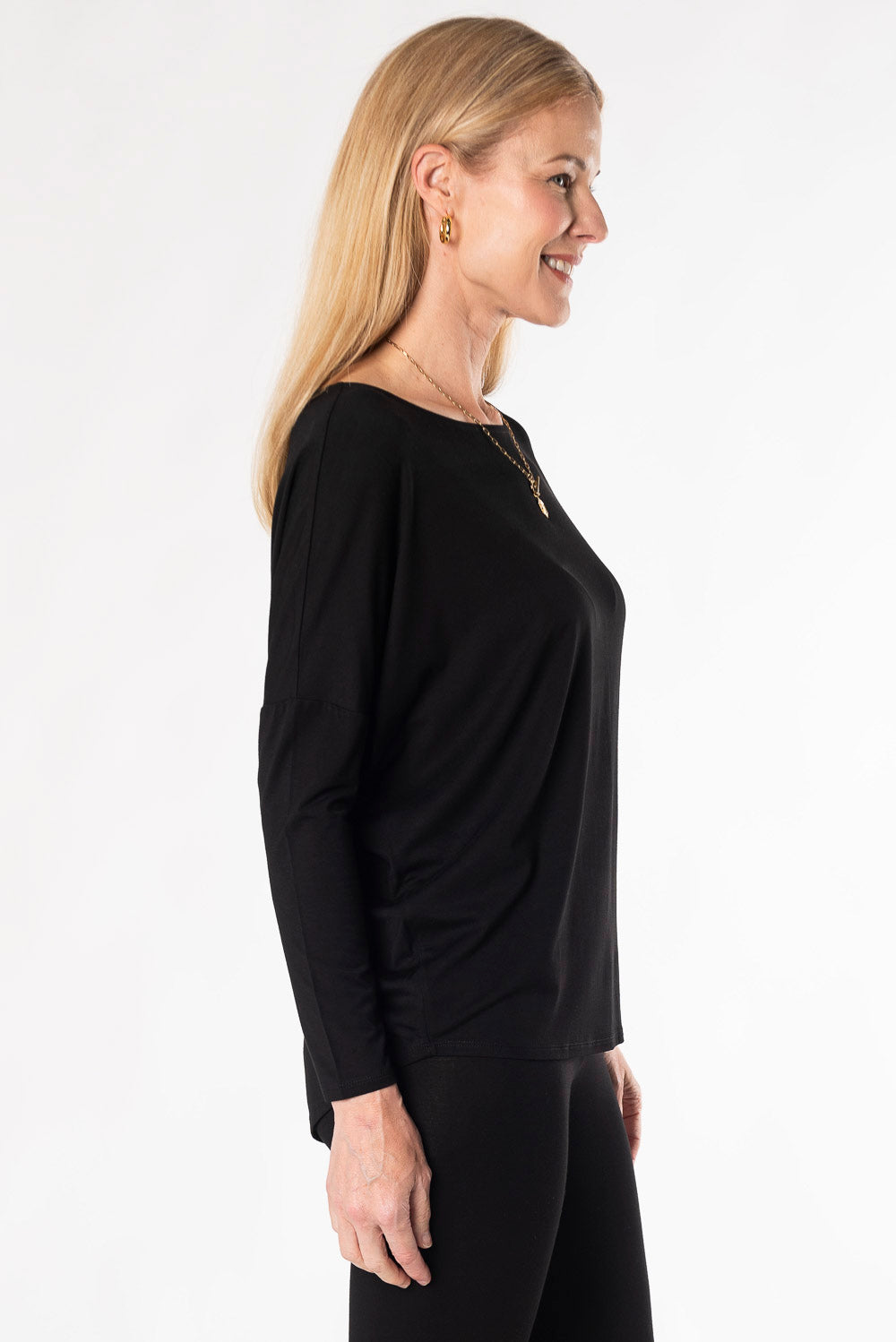 Bridget Dolman Bamboo Top - Black - Terrera