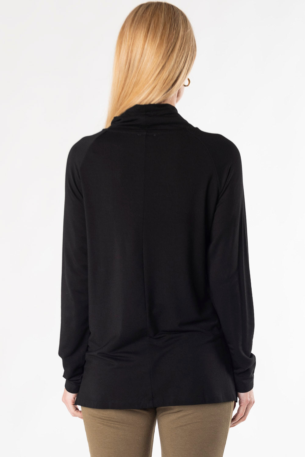 Iris Shawl Collar Bamboo Tunic - Black - Terrera