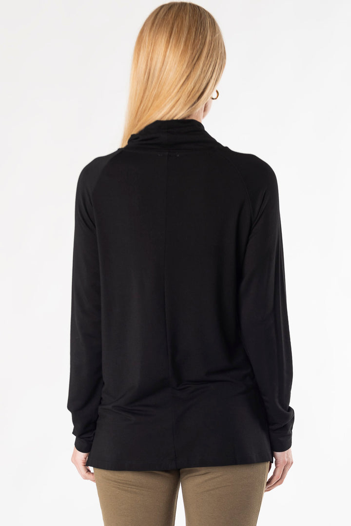 Iris Shawl Collar Bamboo Tunic - Black - Terrera