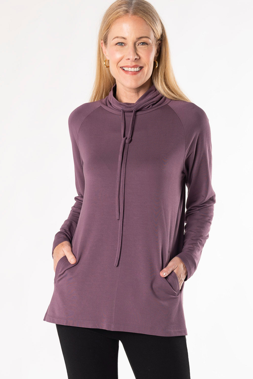 Iris Shawl Collar Bamboo Tunic - Mauve - Terrera