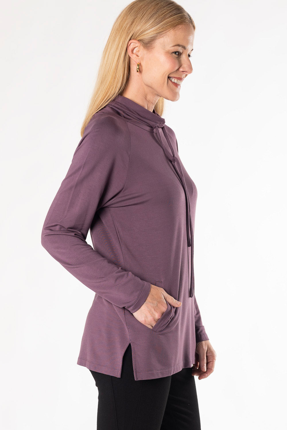 Iris Shawl Collar Bamboo Tunic - Mauve - Terrera