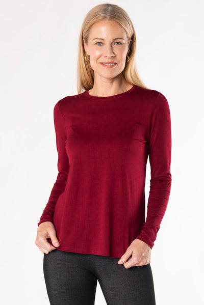 terrera womens cranberry red bamboo long sleeve top canada