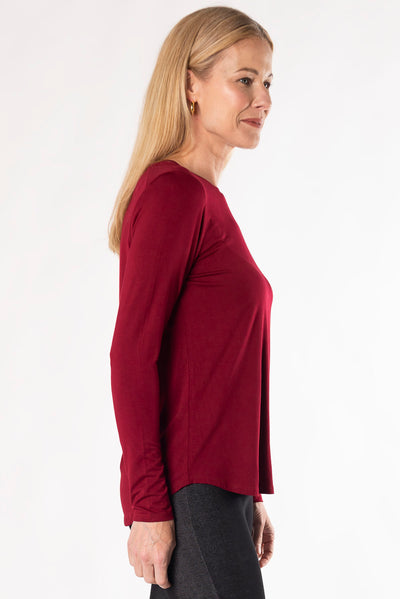 terrera womens cranberry red bamboo long sleeve top canada