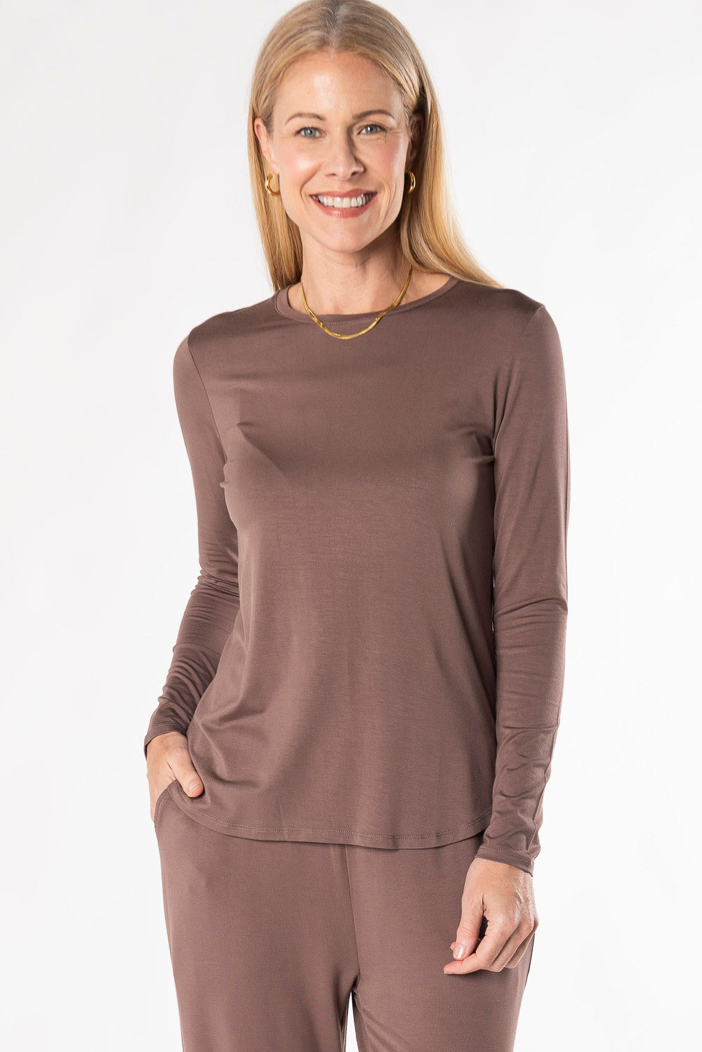 Georgia Crew Bamboo Long Sleeve - Latte - Terrera