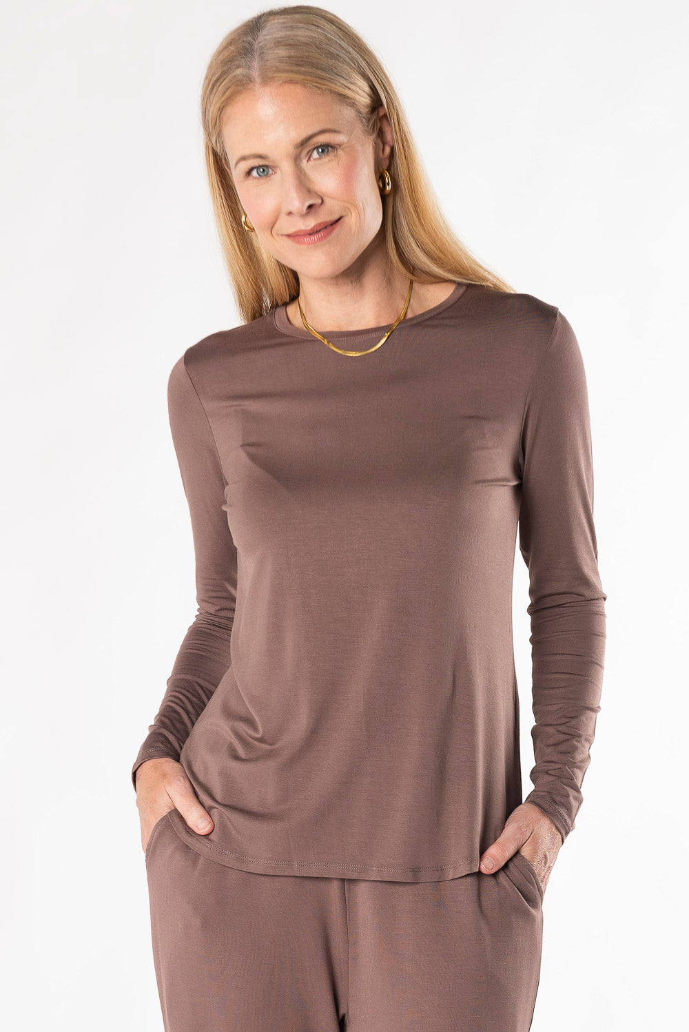 Georgia Crew Bamboo Long Sleeve - Latte - Terrera