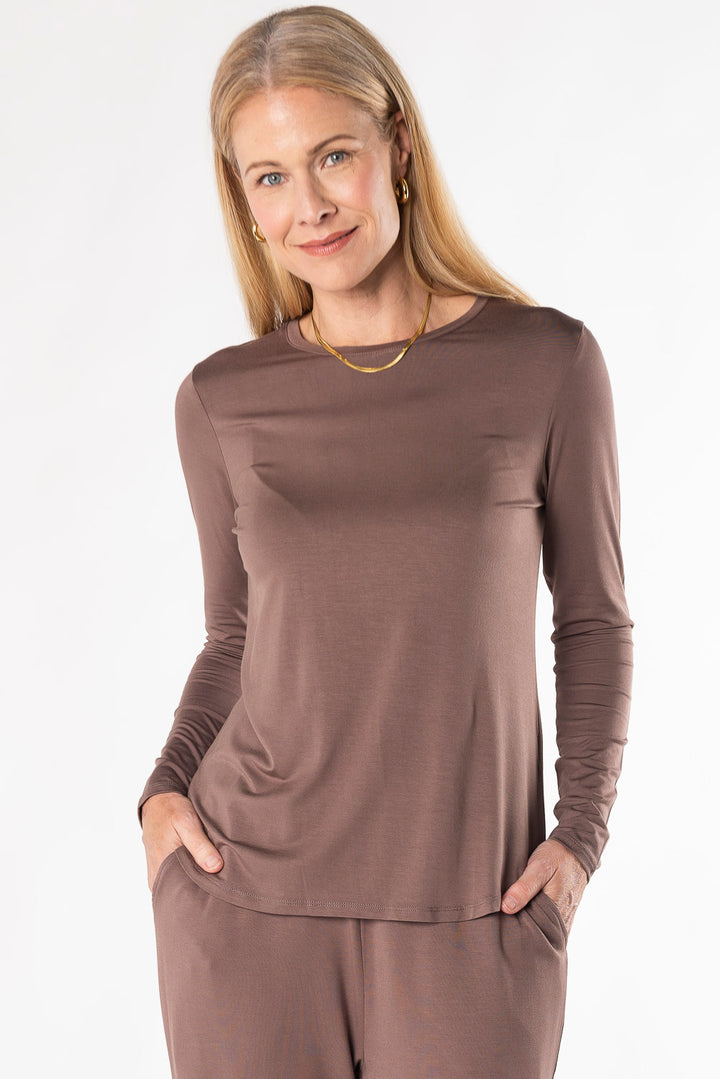 Georgia Crew Bamboo Long Sleeve - Latte - Terrera