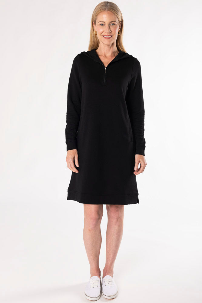Mina Bamboo Hoodie Dress - Black - Terrera