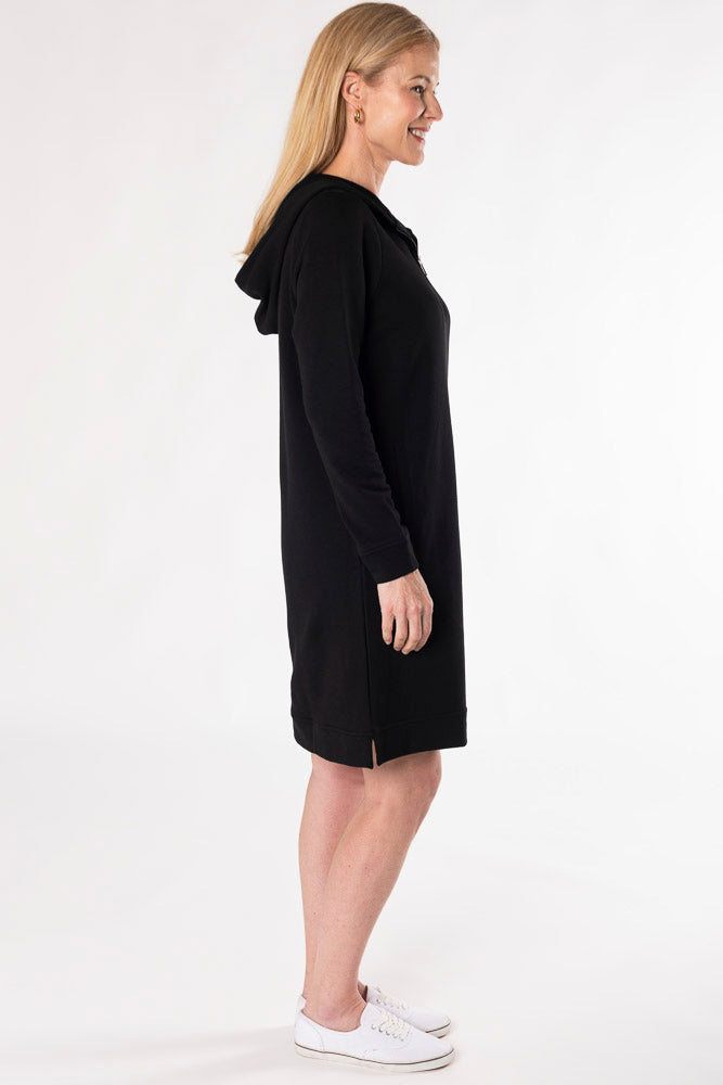 Mina Bamboo Hoodie Dress - Black - Terrera