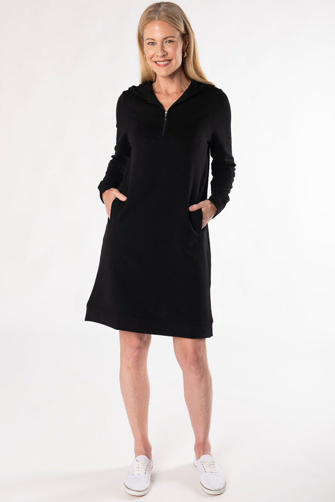 Mina Bamboo Hoodie Dress - Black - Terrera