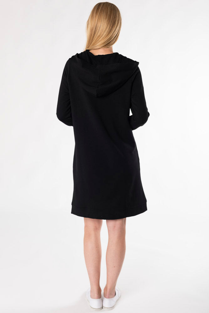 Mina Bamboo Hoodie Dress - Black - Terrera