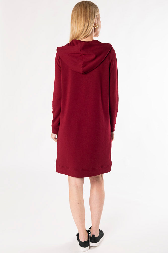 Mina Bamboo Hoodie Dress - Cranberry - Terrera