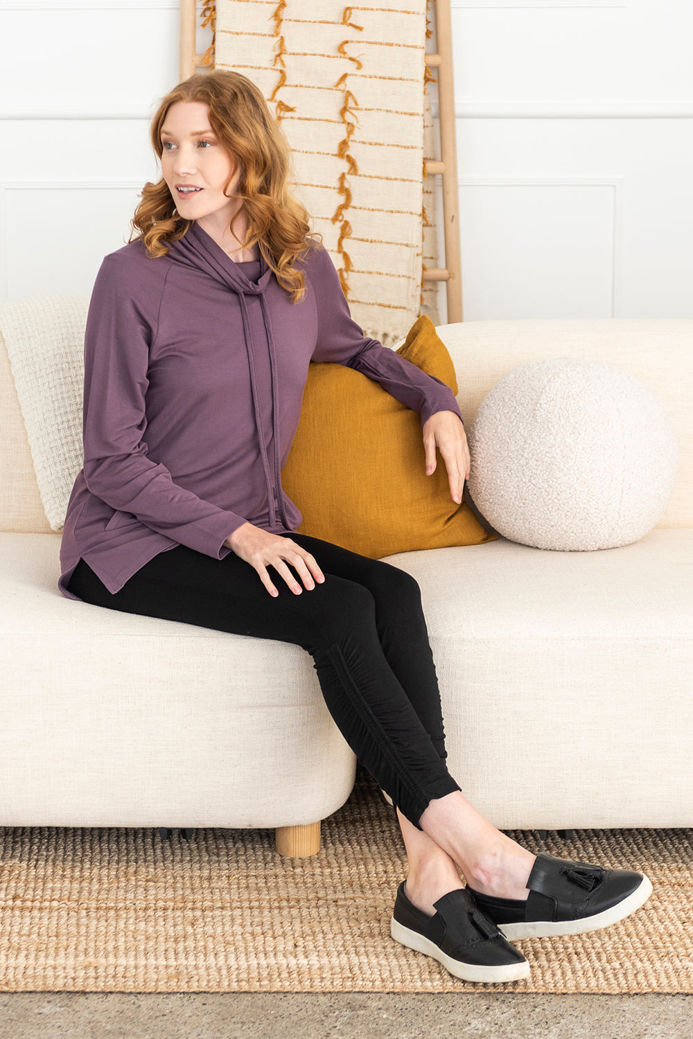 Iris Shawl Collar Bamboo Tunic - Mauve - Terrera