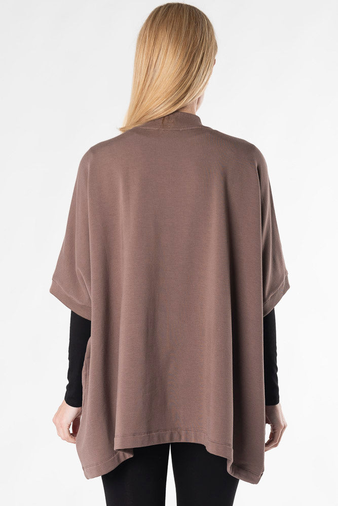 Lindsey Half-Zip Bamboo Poncho - Latte - Terrera