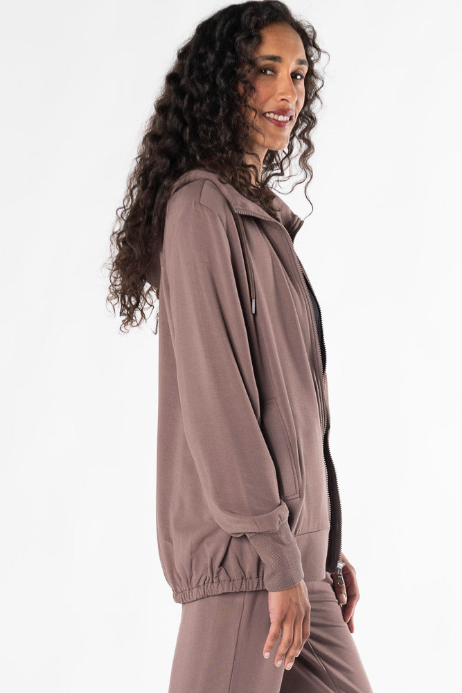 Silvia Zip-Up Bamboo Hoodie - Latte - Terrera