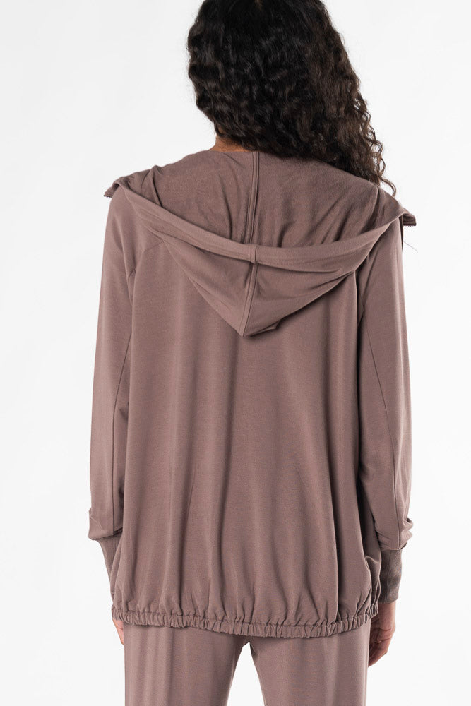 Silvia Zip-Up Bamboo Hoodie - Latte - Terrera