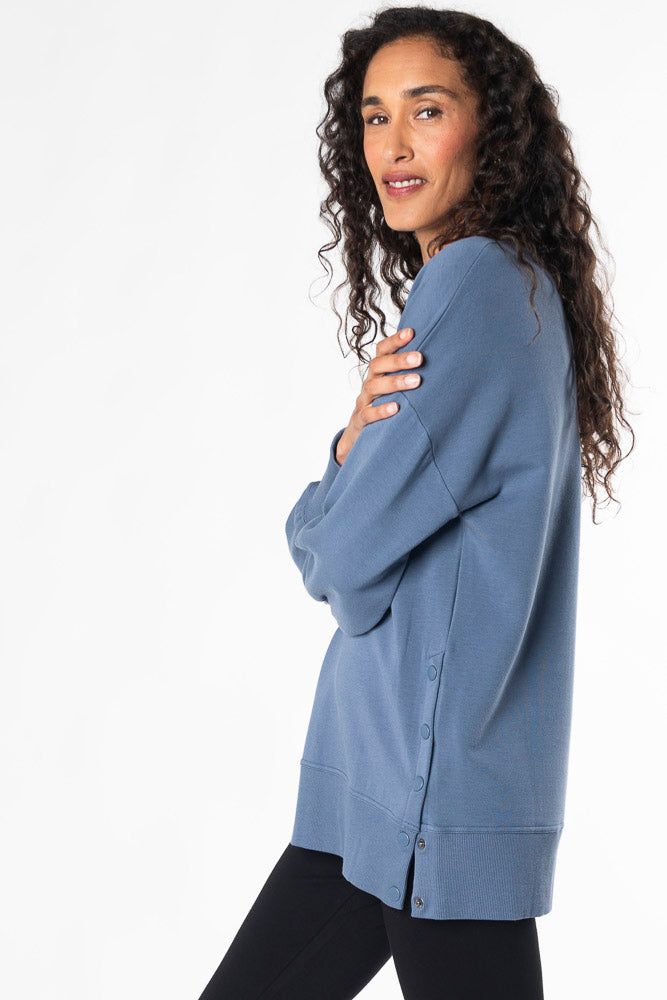 Lynn Side-Snap Bamboo Tunic - Slate Blue - Terrera