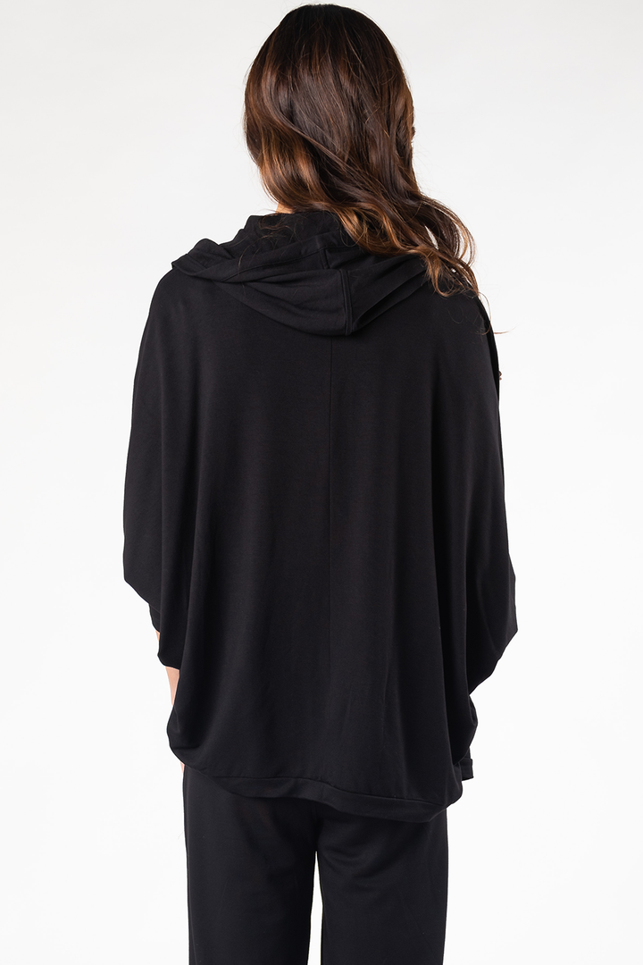 Jaime Bamboo Hoodie Cardigan - Black - Terrera