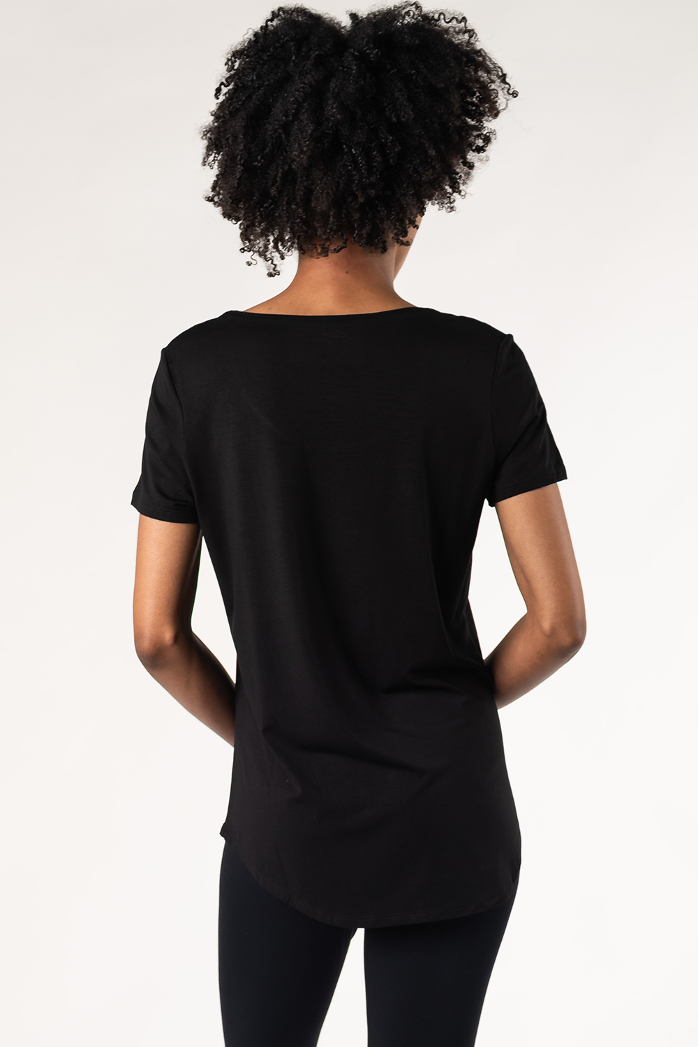 Brenda U-Neck Bamboo Tee - Black - Terrera