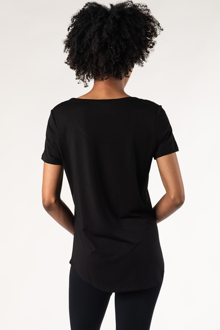 Brenda U-Neck Bamboo Tee - Black - Terrera