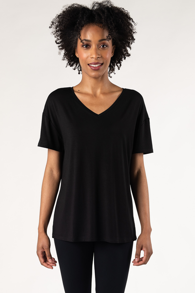 terrera womens black bamboo v-neck t-shirt canada