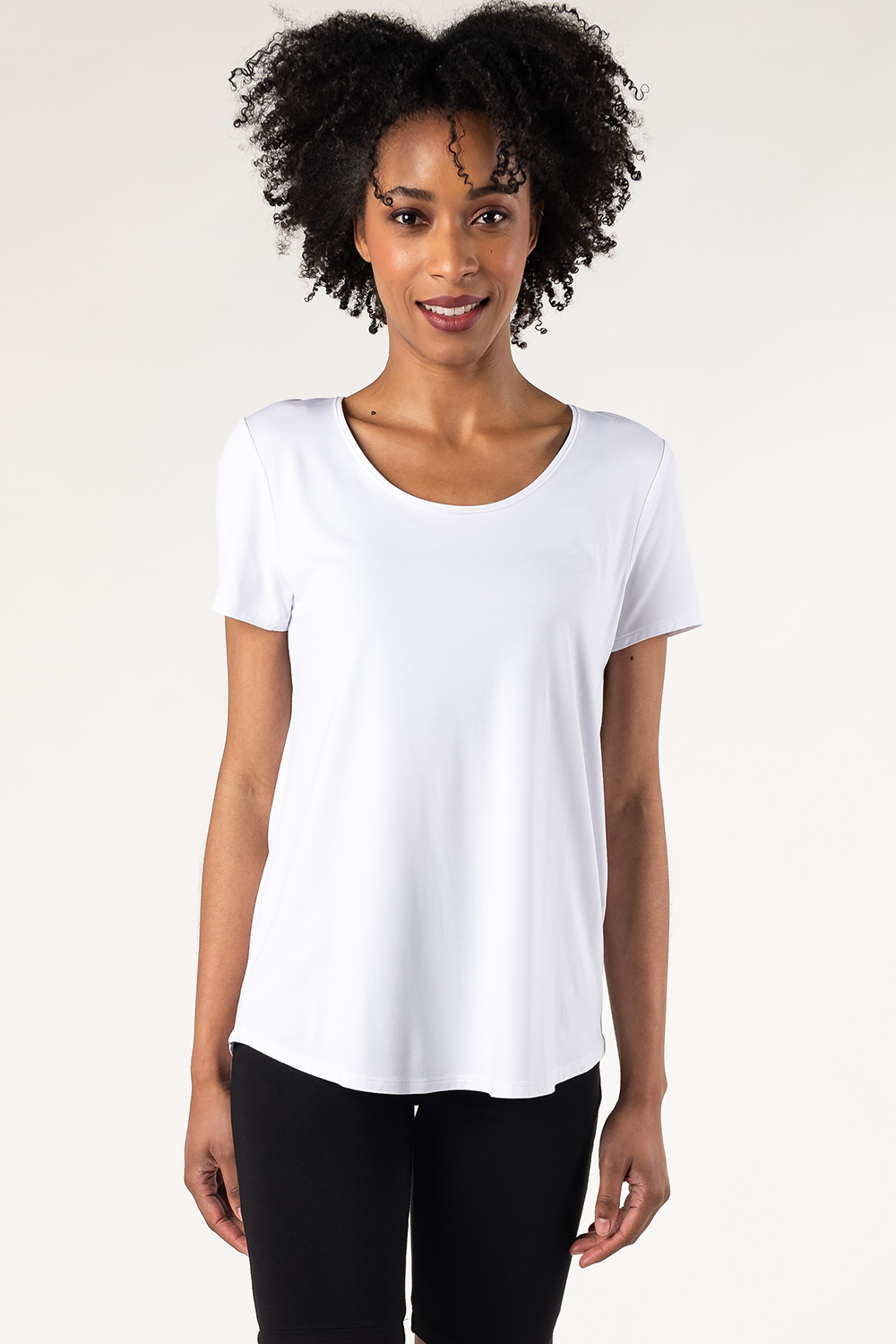 Brenda U-Neck Bamboo Tee - White - Terrera