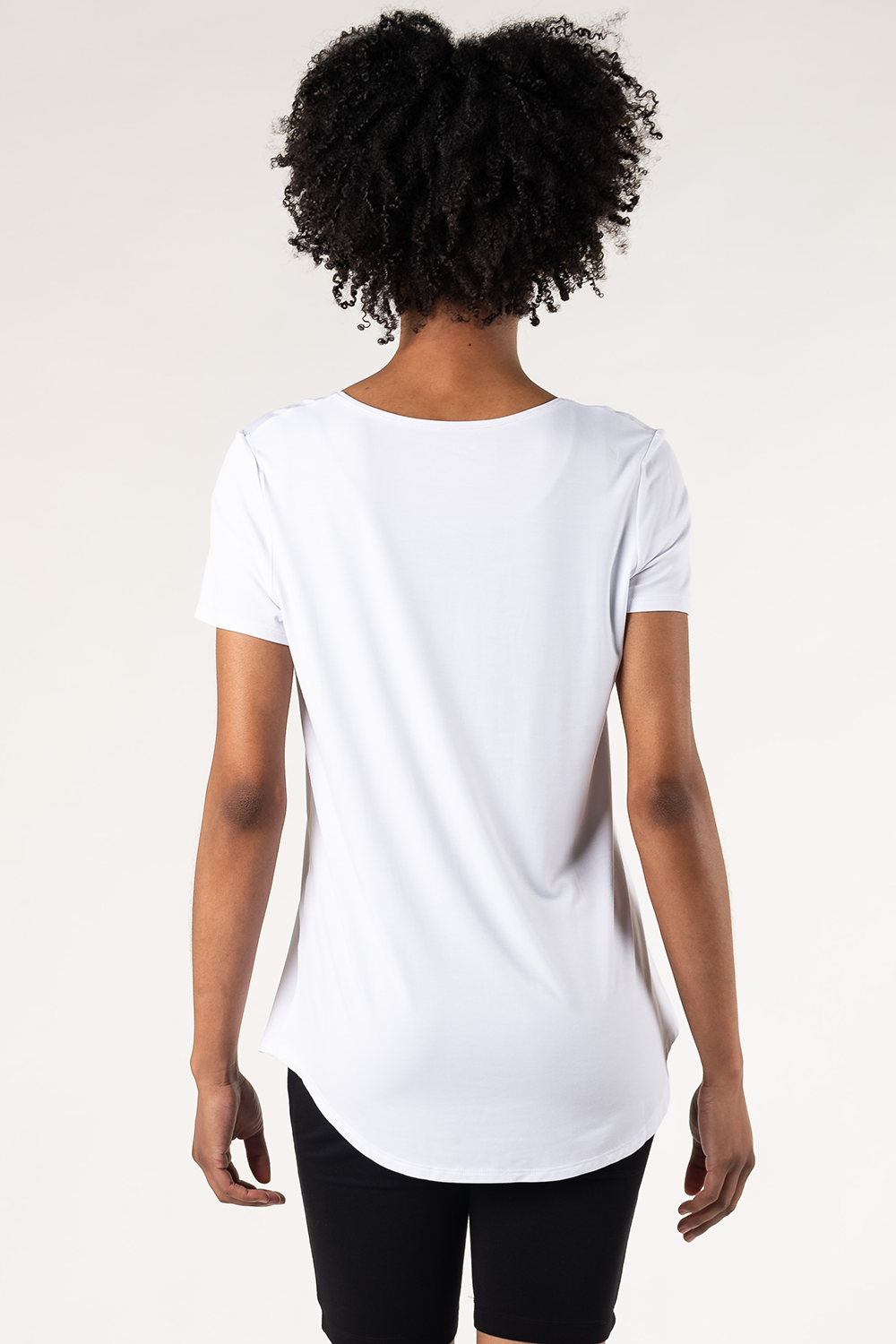 Brenda U-Neck Bamboo Tee - White - Terrera