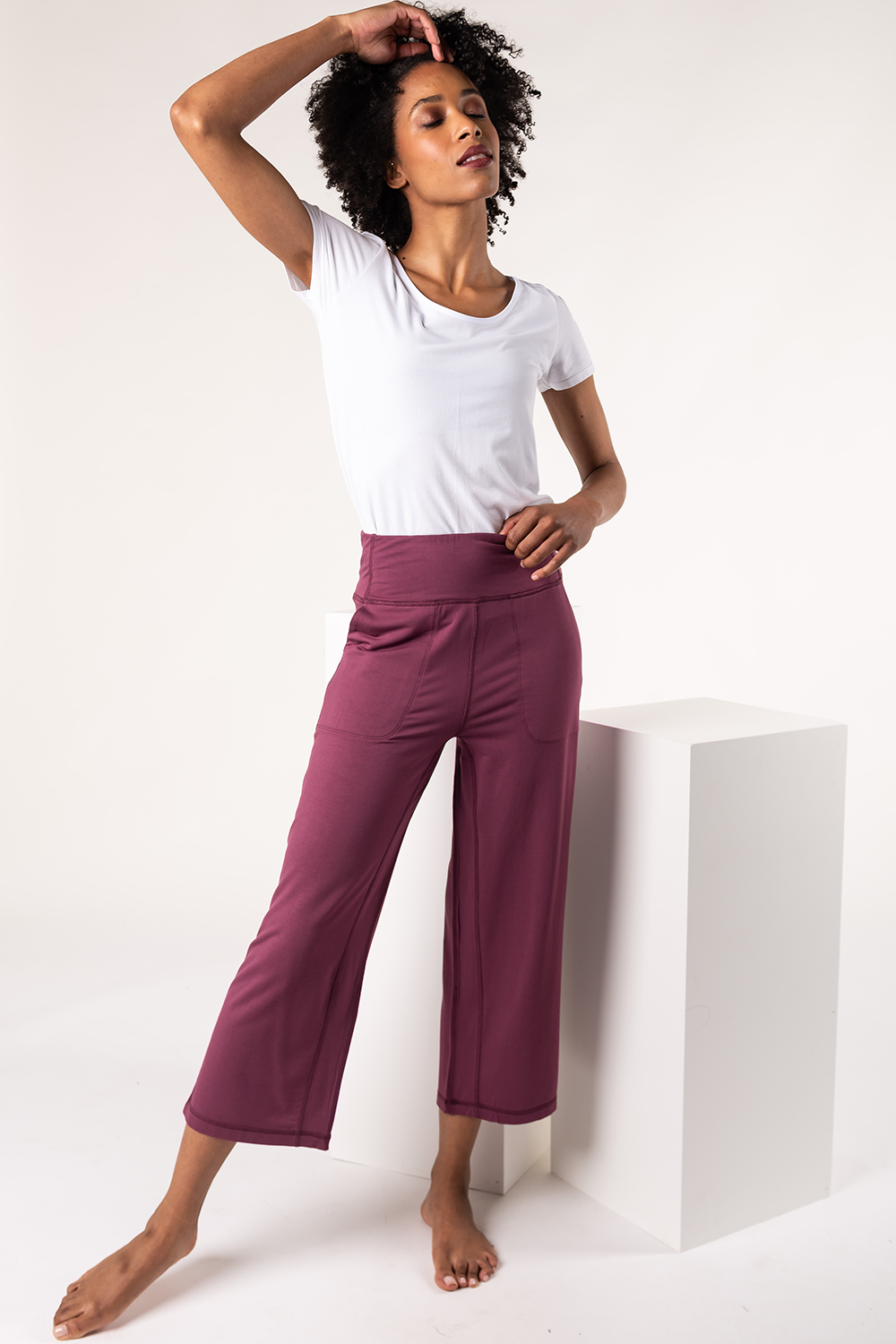 Dion Cropped Bamboo Pant - Sangria - Terrera