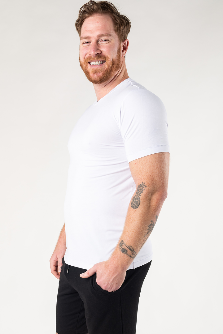 Lawrence Crew Neck Bamboo Tee - White - Terrera
