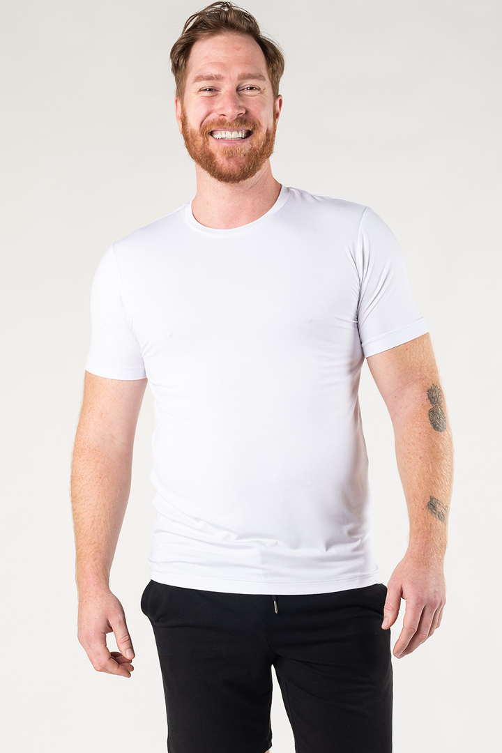Lawrence Crew Neck Bamboo Tee - White - Terrera