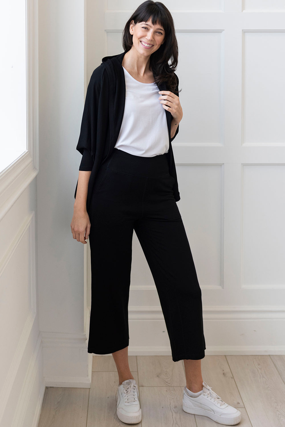 Dion Cropped Bamboo Pant - Black - Terrera