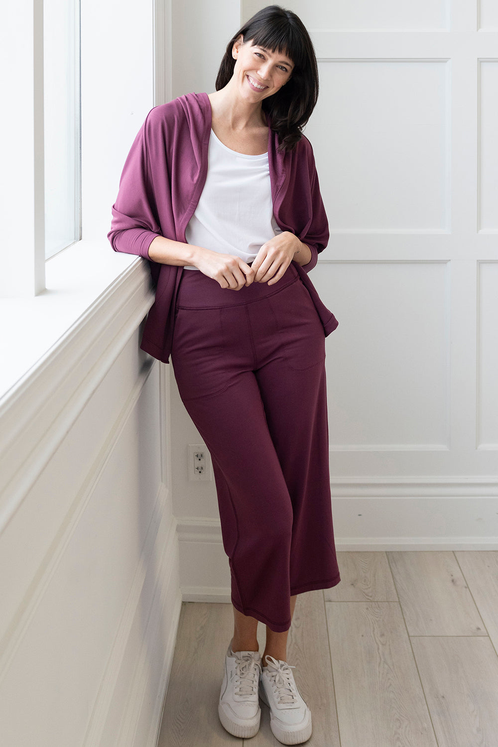 Jaime Bamboo Hoodie Cardigan - Sangria - Terrera