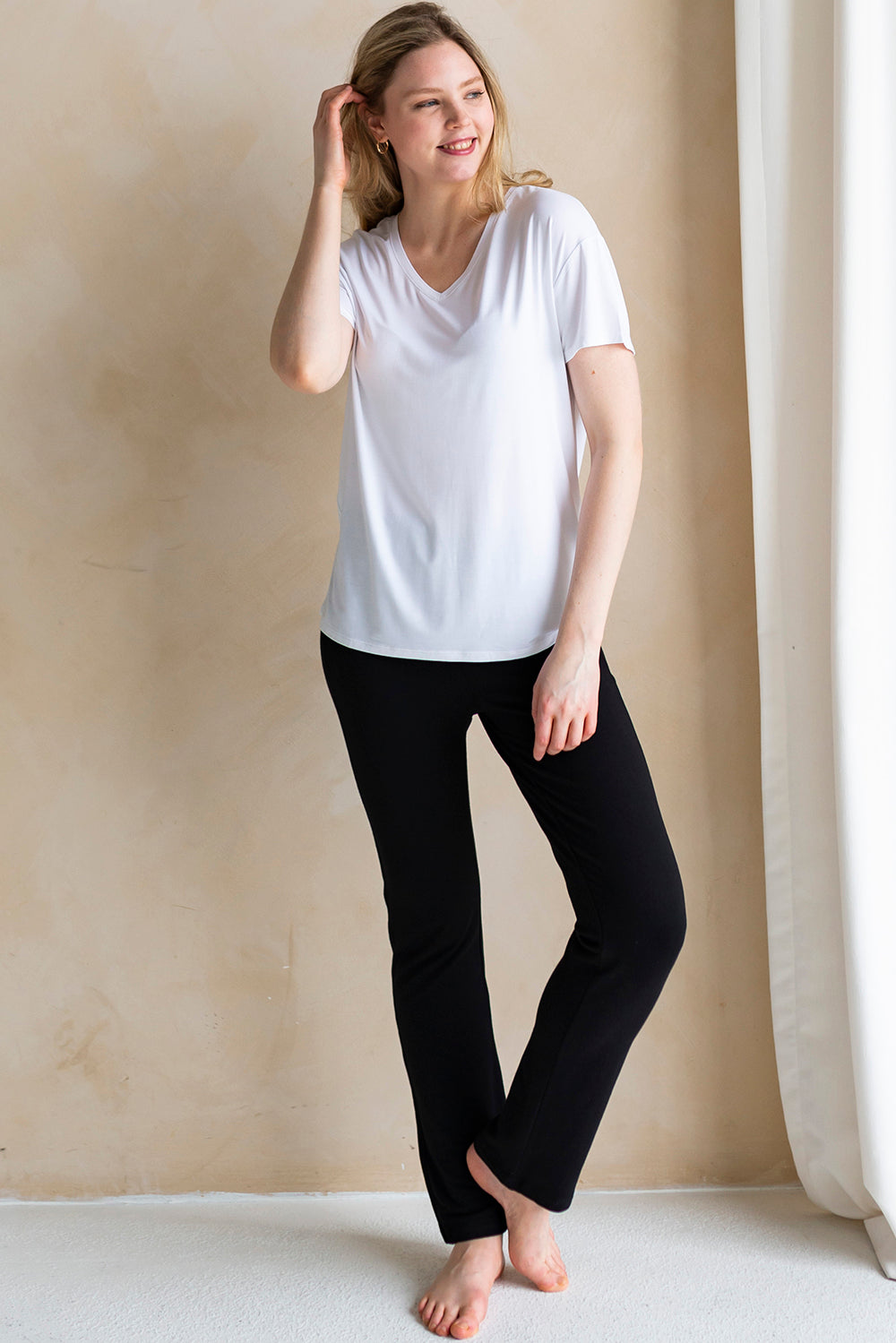 Black Pull-On French Terry Pants