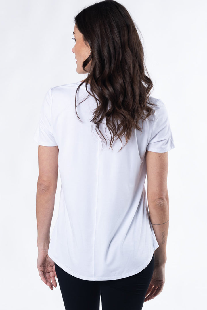 Rylie V-Neck Bamboo Tee - White - Terrera