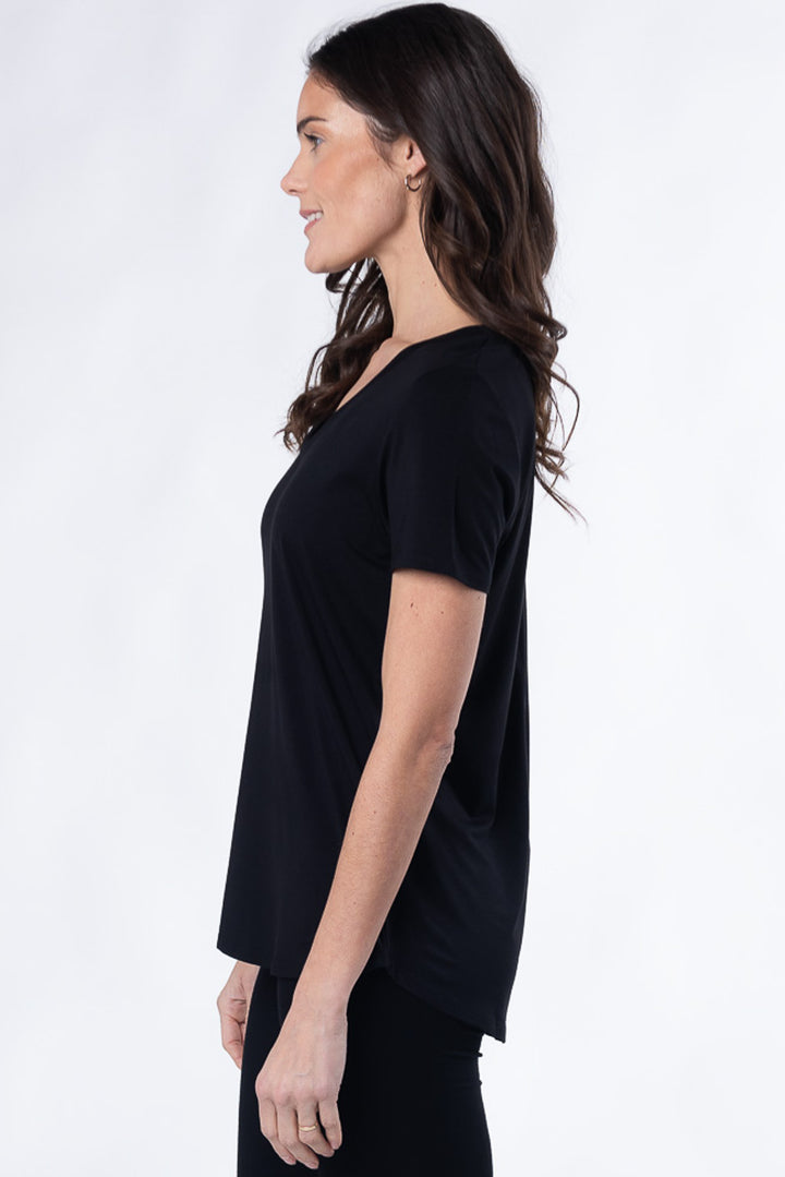 Rylie V-Neck Bamboo Tee - Black - Terrera