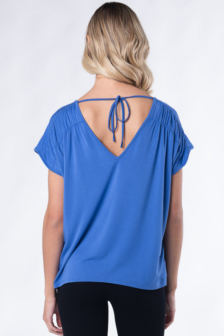 Alicia Bamboo V-Neck Top - Ocean Blue - Terrera