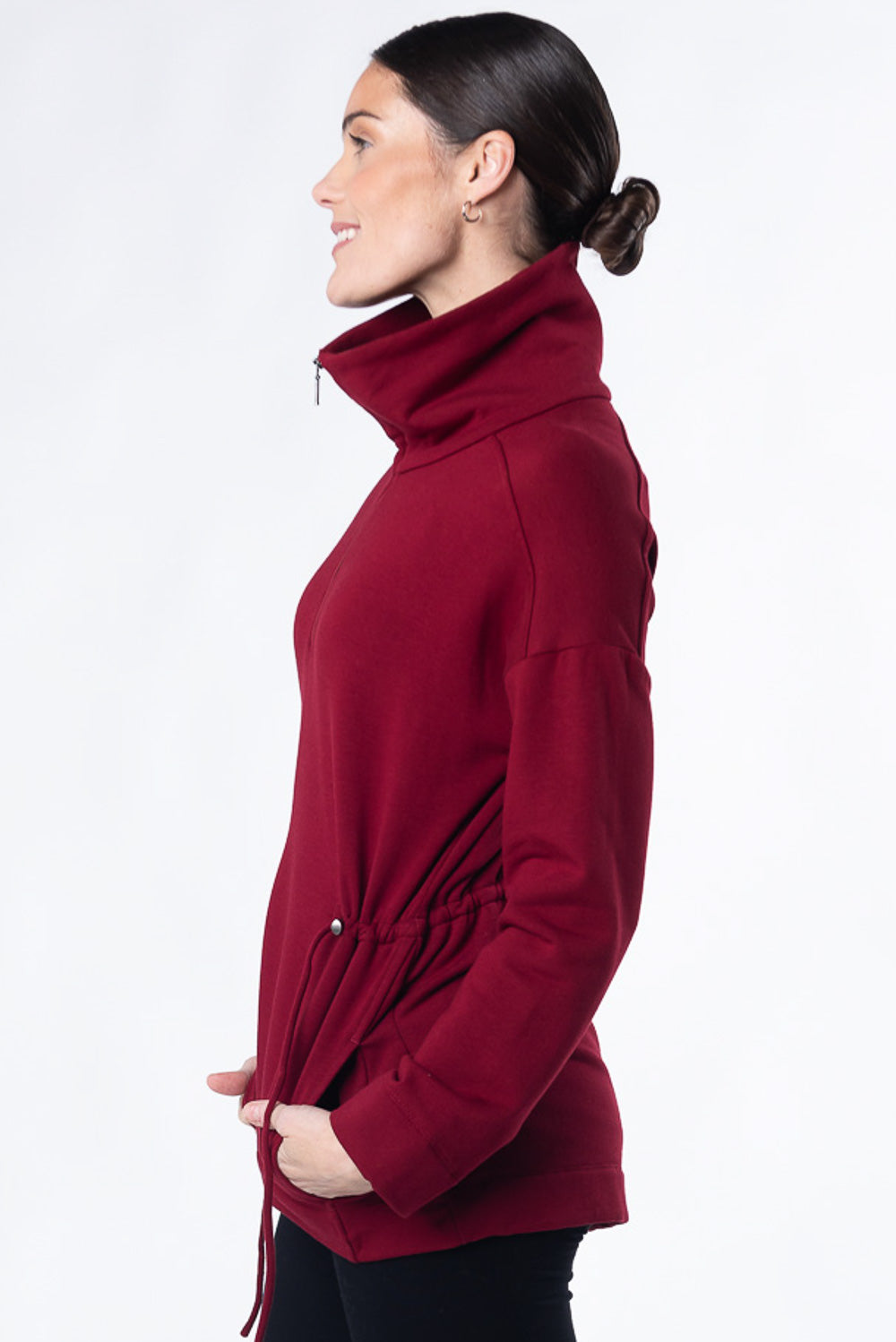 Arden Half-Zip Bamboo Sweatshirt - Cranberry - Terrera